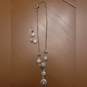 Lia Sophia Silver Necklace and Earring Set